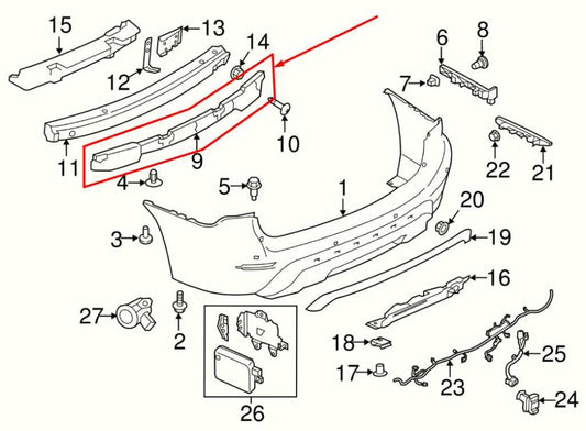 2017-20 Nissan Pathfinder SV Rear Bumper Impact Energy Absorber 850A2-9PF0A OEM - Alshned Auto Parts
