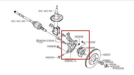 2013-2019 Nissan Sentra SV Front Right Side Spindle Knuckle Hub 40014-1KA1A OEM - Alshned Auto Parts