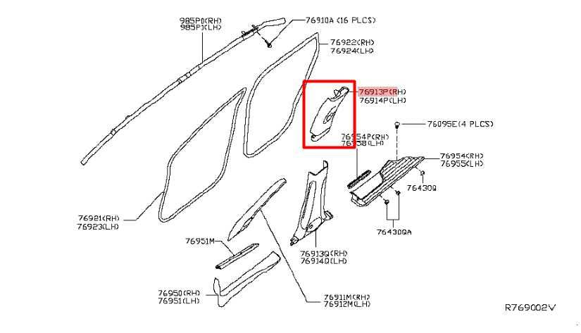 14-20 Infiniti QX60 Center Right Side Upper B-Pillar Trim Cover 76987-3JA0A OEM - Alshned Auto Parts