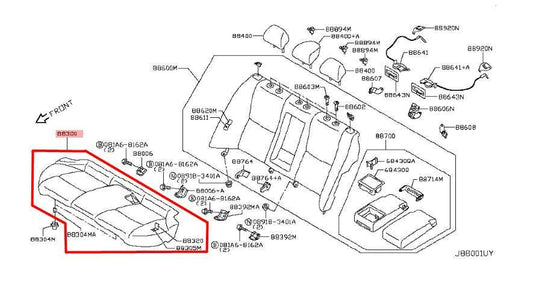 16-19 Infiniti Q50 Luxe Rear Seat 2nd Row Lower Bench Bottom Cushion 88300-4HL3A - Alshned Auto Parts