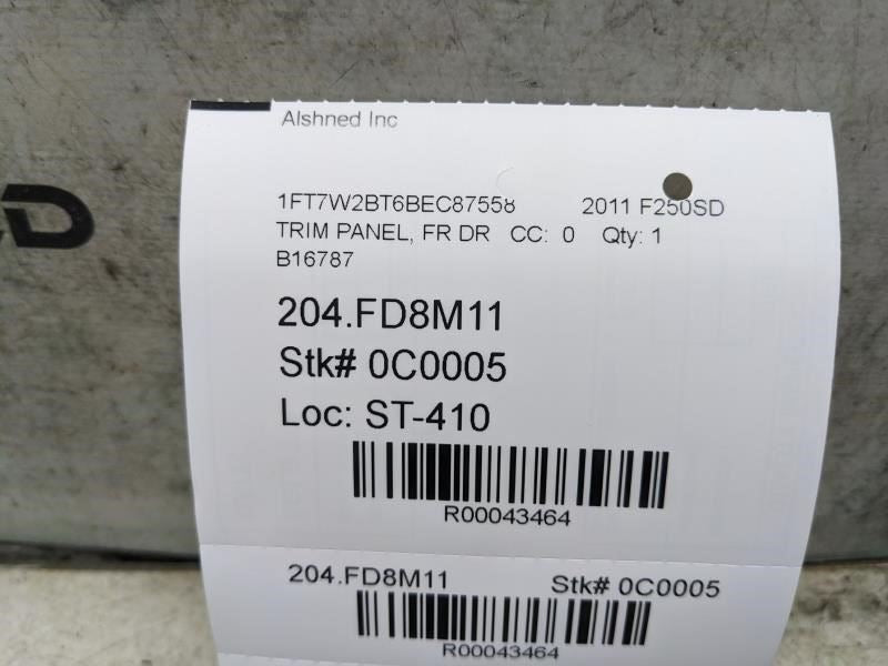 2008-2015 Ford F250SD Lariat Front Left Door Trim Panel 8C3Z-2523943-CE OEM