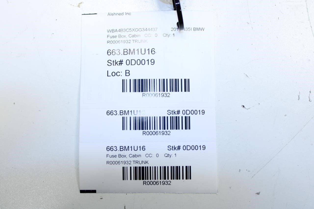 15-16 BMW 435i Gran Coupe RR Trunk Power Distribution Fuse Relay Box 61149259466 - Alshned Auto Parts