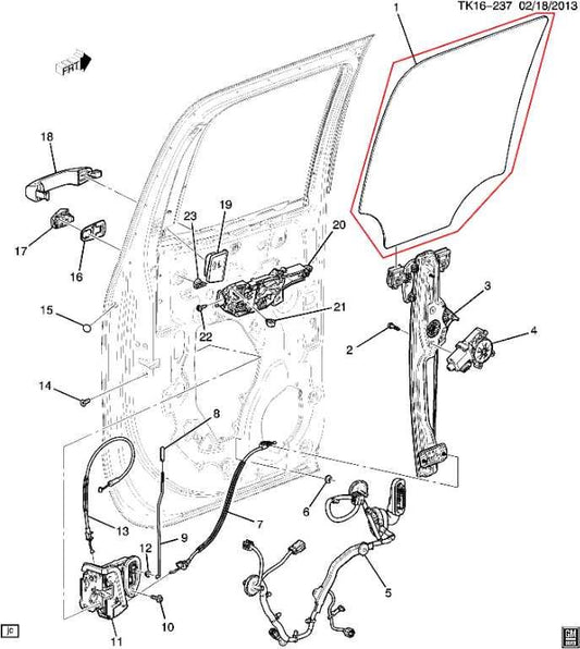 2014-2019 Chevrolet Silverado 1500 Work Truck 2WT Rear Right Door Glass 22839372 - Alshned Auto Parts