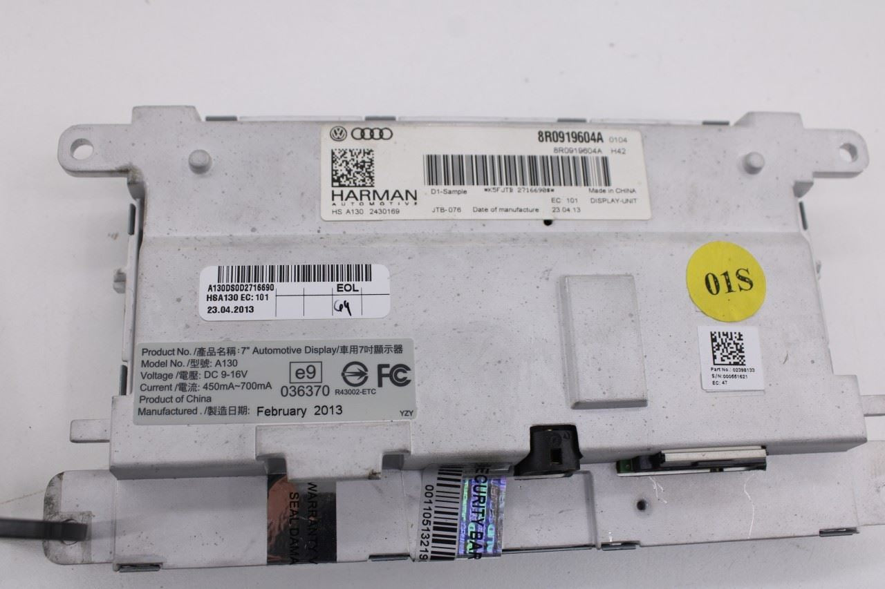 13-16 Audi S4 Premium Plus Harman Information Navigation 7.0 Display 8R0919604A9