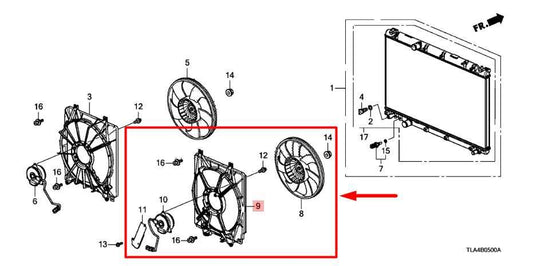 2017-2022 Honda CR-V Right Condenser Cooling Fan Motor Assy 38615-5PA-A01 OEM - Alshned Auto Parts