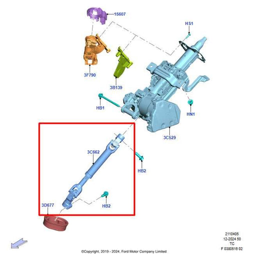 2020-25 Ford Escape SEL 2.0L AWD Steering Column Intermediate Lower Shaft Joint - Alshned Auto Parts