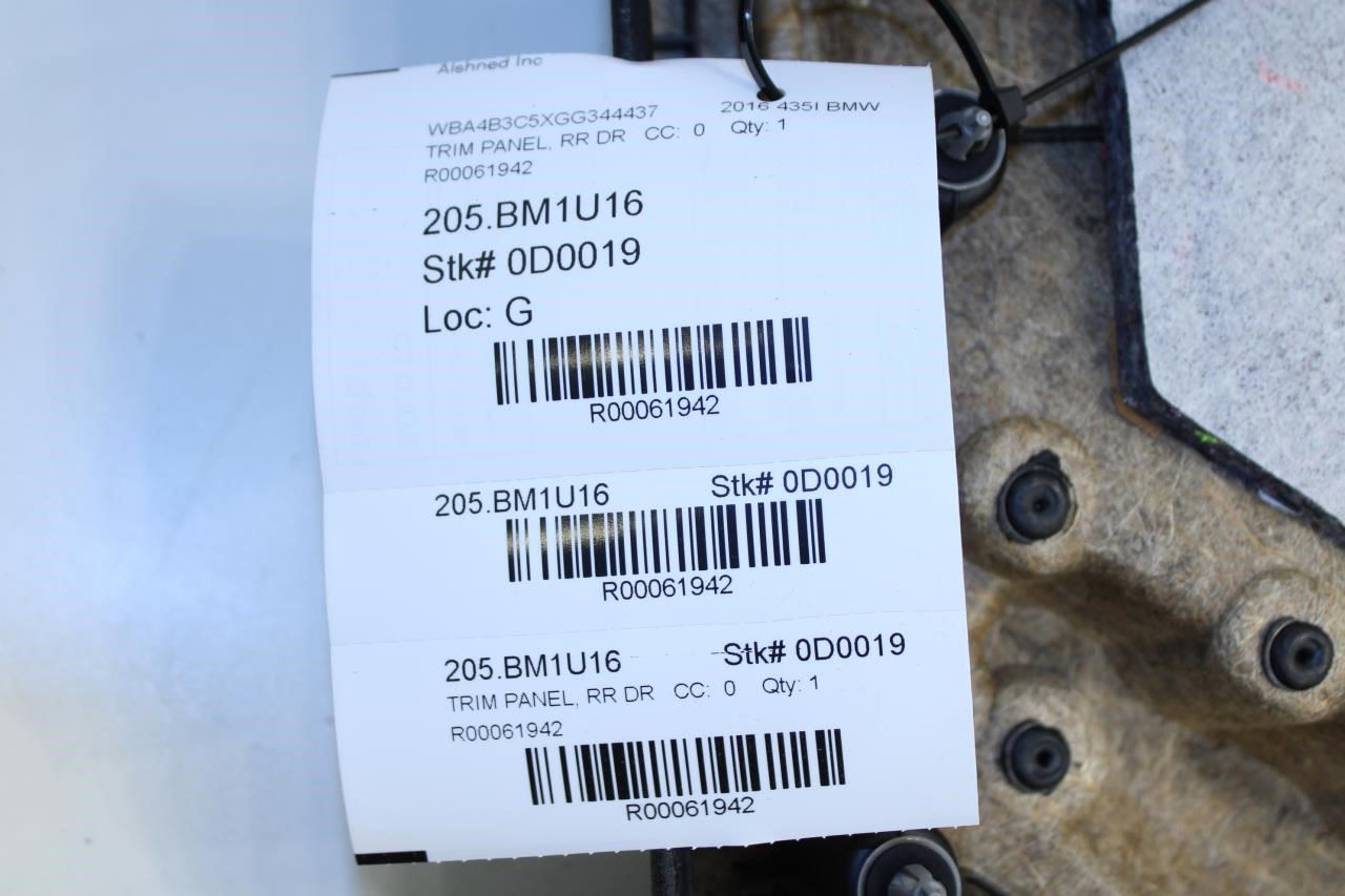 2015-2016 BMW 435i Gran Coupe xDrive Rear Right Door Trim Panel 51-42-7-346-292 - Alshned Auto Parts