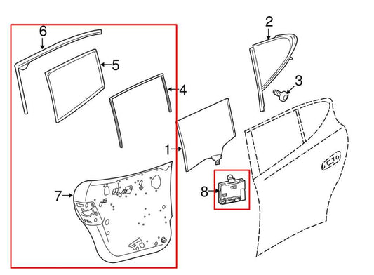 10-16 Porsche Panamera 4 Rear LH Side Door Window Regulator w/ Carrier and Seal - Alshned Auto Parts
