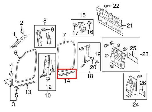 15-23 Toyota Tacoma SR5 Rear RH Door Sill Scuff Plate Trim Cover 67917-04061 OEM - Alshned Auto Parts