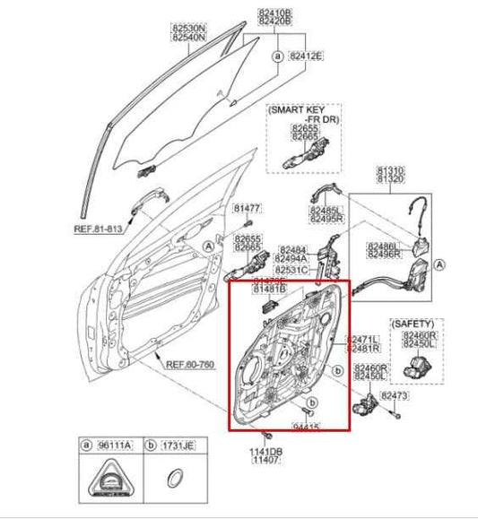 2015-21 Hyundai Tucson Value FR RH Door Window Regulator w/ Carrier 82481-D3011 - Alshned Auto Parts