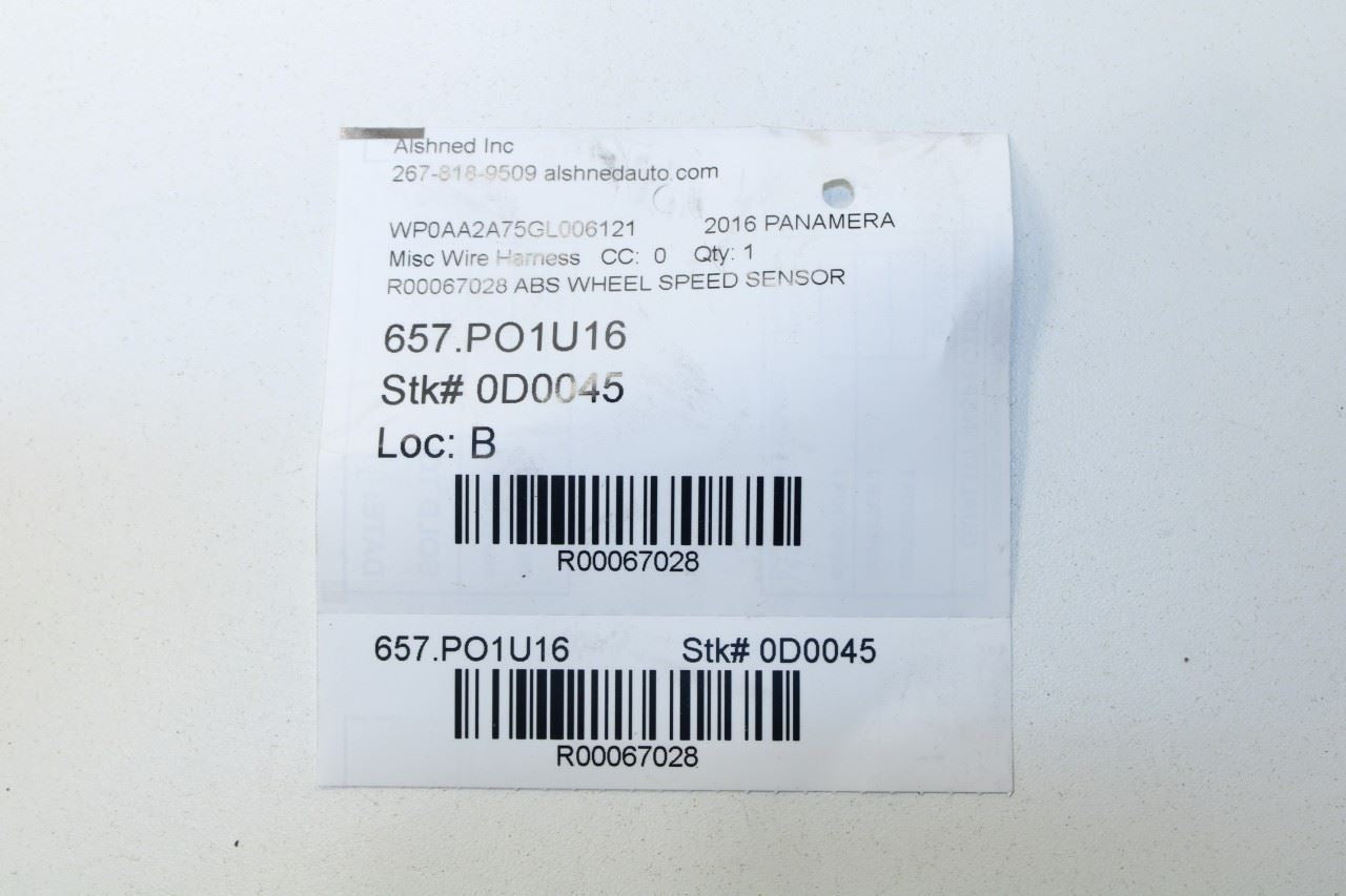 10-16 Porsche Panamera RR LH ABS Speed Sensor Wire Harness 970-612-739-02 *ReaD* - Alshned Auto Parts