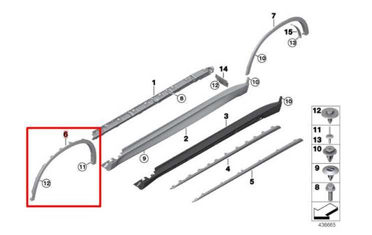 2014-18 BMW X5 xDrive35i Front Right Side Wheel Arch Fender Molding Flare *ReaD* - Alshned Auto Parts
