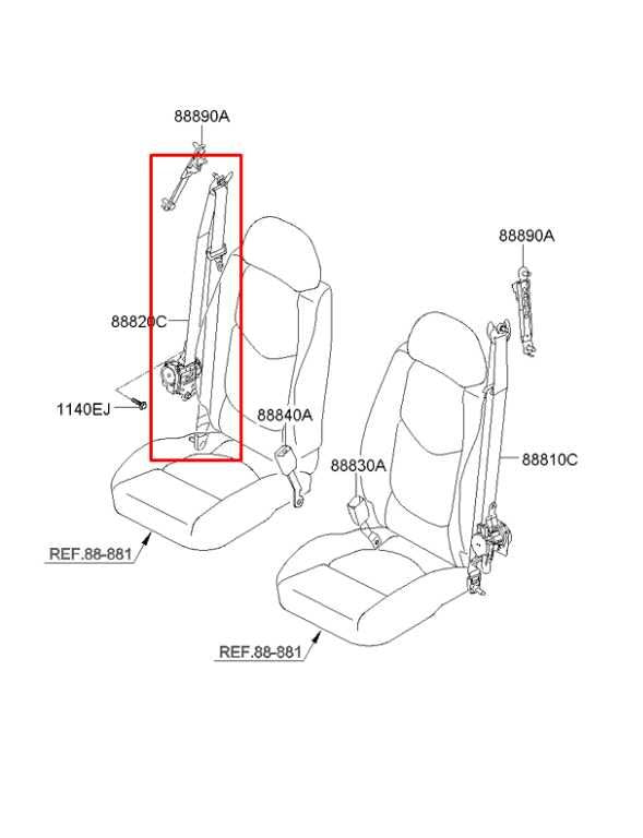 2009-13 Kia Soul+ GL Front Passenger RH Side Seat Belt Retractor 88820-2K600 OEM1