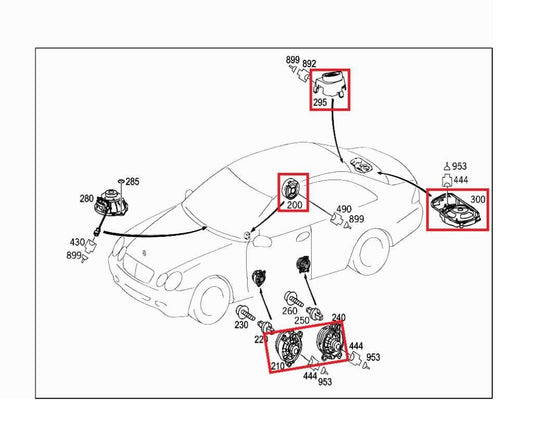 2006-2009 Mercedes-Benz CLK350 Harman Kardon Audio Sound Speaker Set of 8 - Alshned Auto Parts