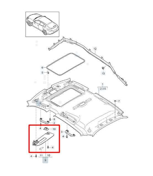 10-16 Porsche Panamera 4 Front Left Side Sun Visor w/ Illuminated Mirror *ReaD* - Alshned Auto Parts
