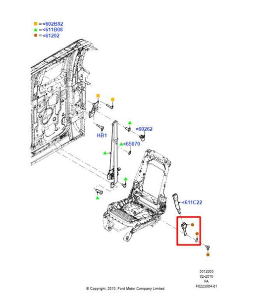 11-16 Ford F250 Lariat Crew Cab 6.2L Front Passenger Right Side Seat Belt Buckle - Alshned Auto Parts