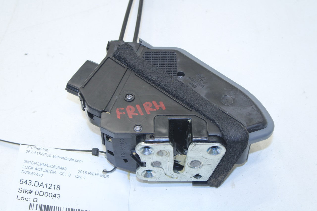17-20 Nissan Pathfinder SV Front Right Side Door Lock Latch Actuator 80500-9PM0A - Alshned Auto Parts