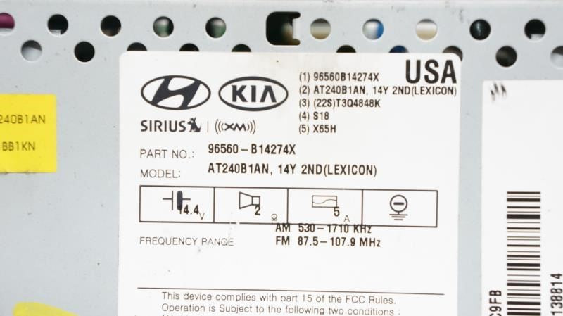 2014-2016 Hyundai Genesis Navigation Radio Receiver with CD Player 96560-B14274X6