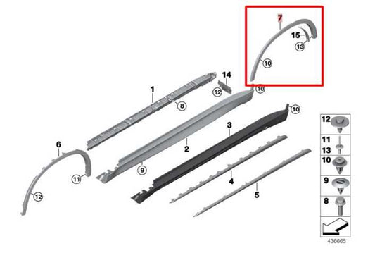 14-18 BMW X5 xDrive35i 3.0L Rear Driver LH Side Wheel Arch Fender Molding Flare - Alshned Auto Parts