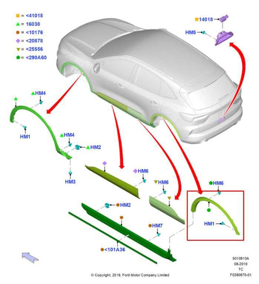 2020-25 Ford Escape SEL Rear Left Side Fender Flare Wheel Opening Molding *ReaD* - Alshned Auto Parts