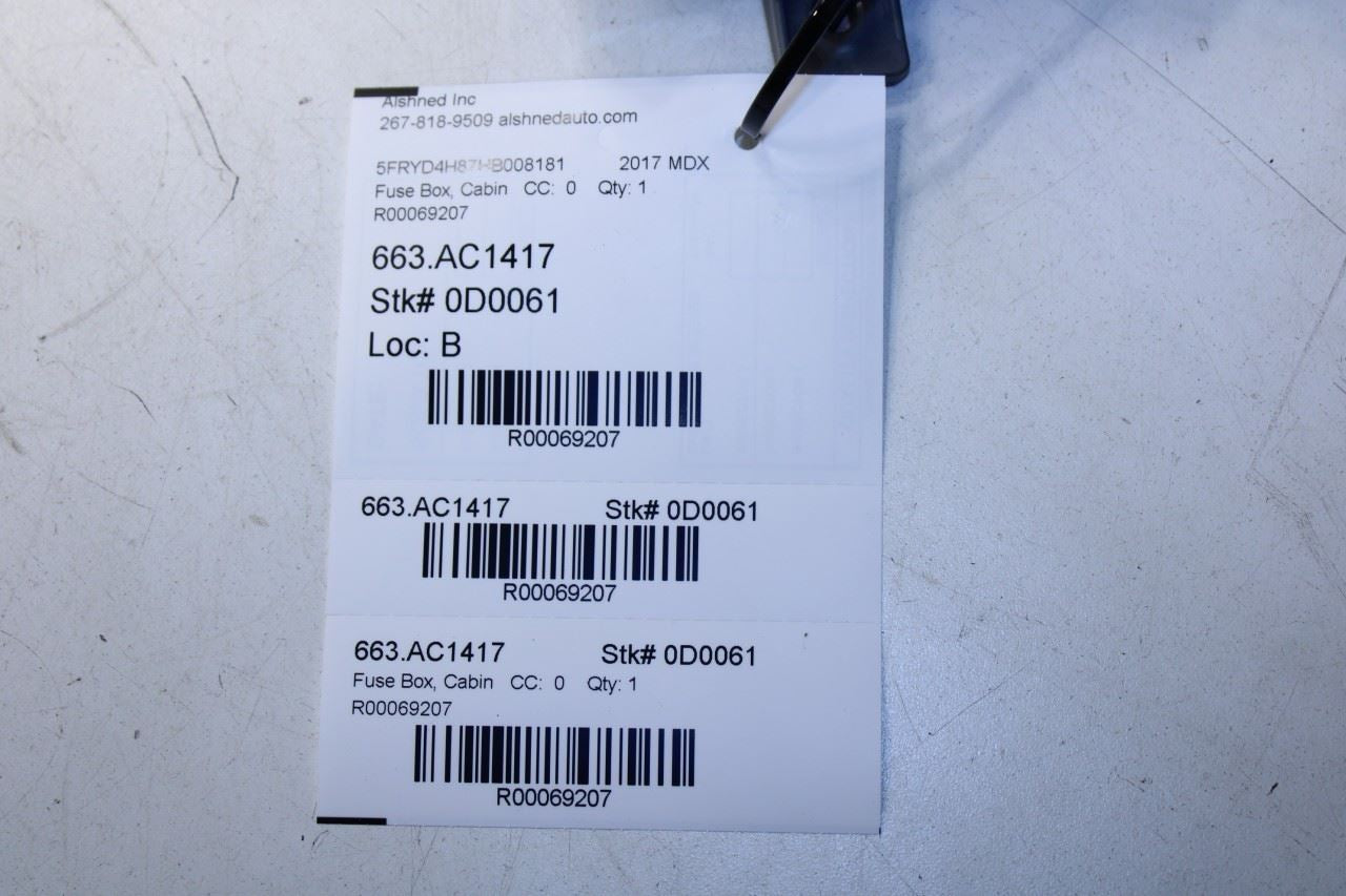 17-20 Acura MDX Advance 3.5L Cabin Instrument Panel RH Fuse Relay Junction Block - Alshned Auto Parts