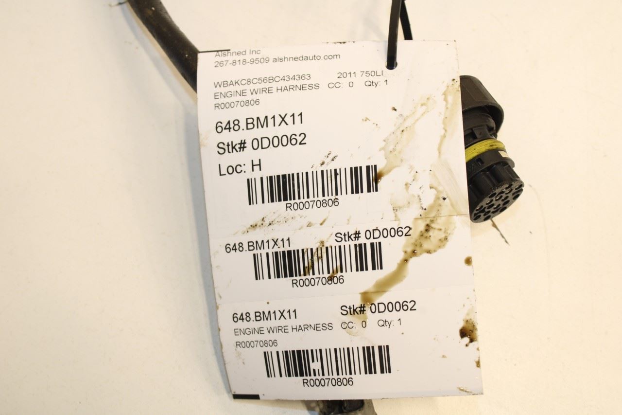 2010-2012 BMW 750Li xDrive 4.4L AWD Engine Wiring Harness 12517606518 OEM - Alshned Auto Parts