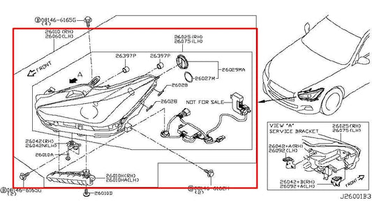 14-18 Infiniti Q50 Front Passenger RH Side LED Headlight Lamp 76463 AfterMarket - Alshned Auto Parts