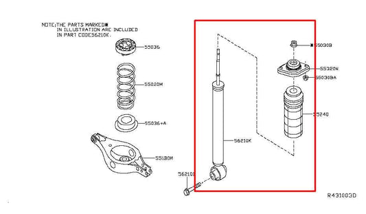 16-20 Infiniti QX60 AWD Rear Suspension Right and Left Shock Strut Absorber Set - Alshned Auto Parts