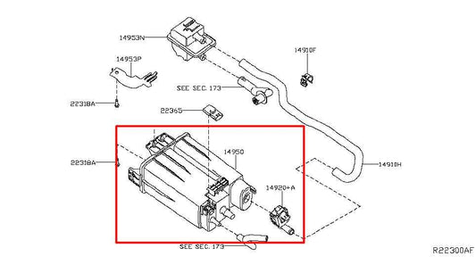 04-18 Nissan Maxima 3.5L Fuel Vapor Evaporator Emission Canister 14950-7Y000 OEM - Alshned Auto Parts