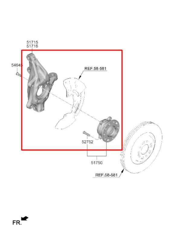 2022-2025 Hyundai Tucson SEL Front Right Side Spindle Knuckle Hub 51711-N9200 - Alshned Auto Parts