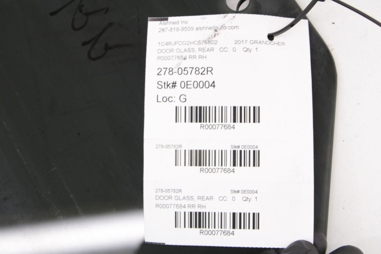 2011-2021 Jeep Grand Cherokee Overland Rear Right Door Window Glass 68086588AA - Alshned Auto Parts
