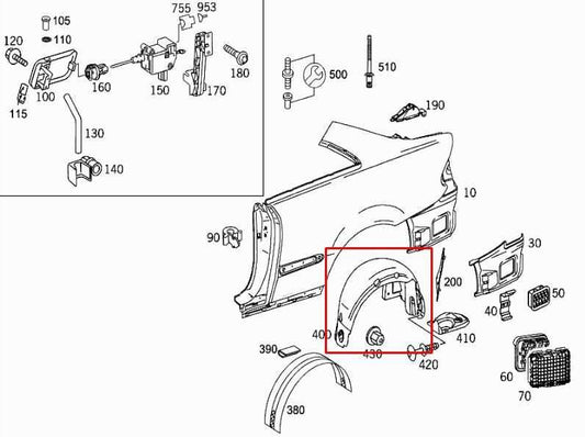 06-09 Mercedes-Benz CLK 350 Rear Left Driver Side Wheelhouse Liner Splash Shield - Alshned Auto Parts