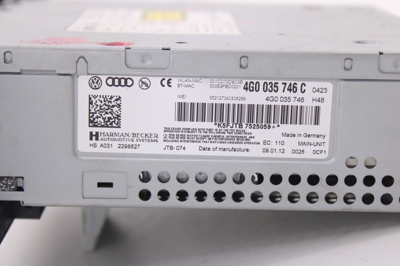 2012 Audi A7 Premium Harman Becker Audio Multimedia CD Player 4G0035746C OEM7