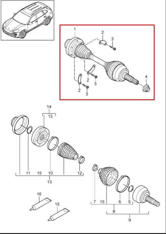 2011-2018 Porsche Cayenne S AWD Front Left Driver Side CV Axle Drive Half Shaft1