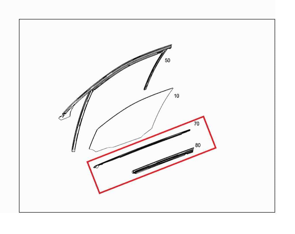08-14 Mercedes-Benz C350 Sport Front Left Door Window Trim Belt Weatherstrip Set - Alshned Auto Parts
