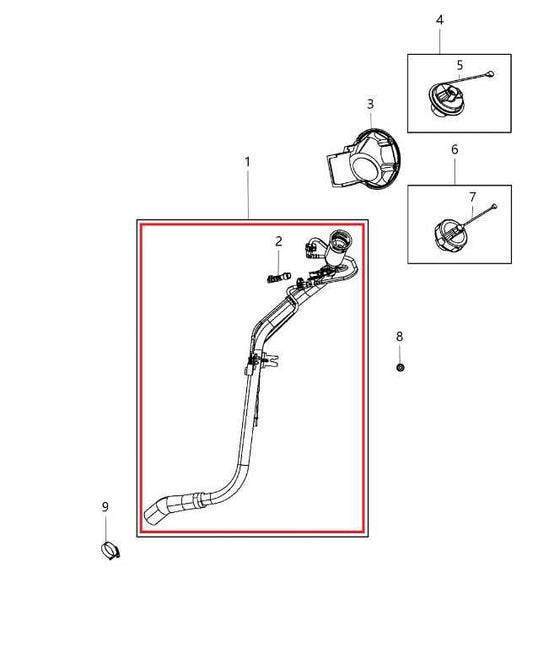 2012-2020 Dodge Grand Caravan GT 3.6L Fuel Filler Neck Hose Tube Pipe 5147246AE - Alshned Auto Parts