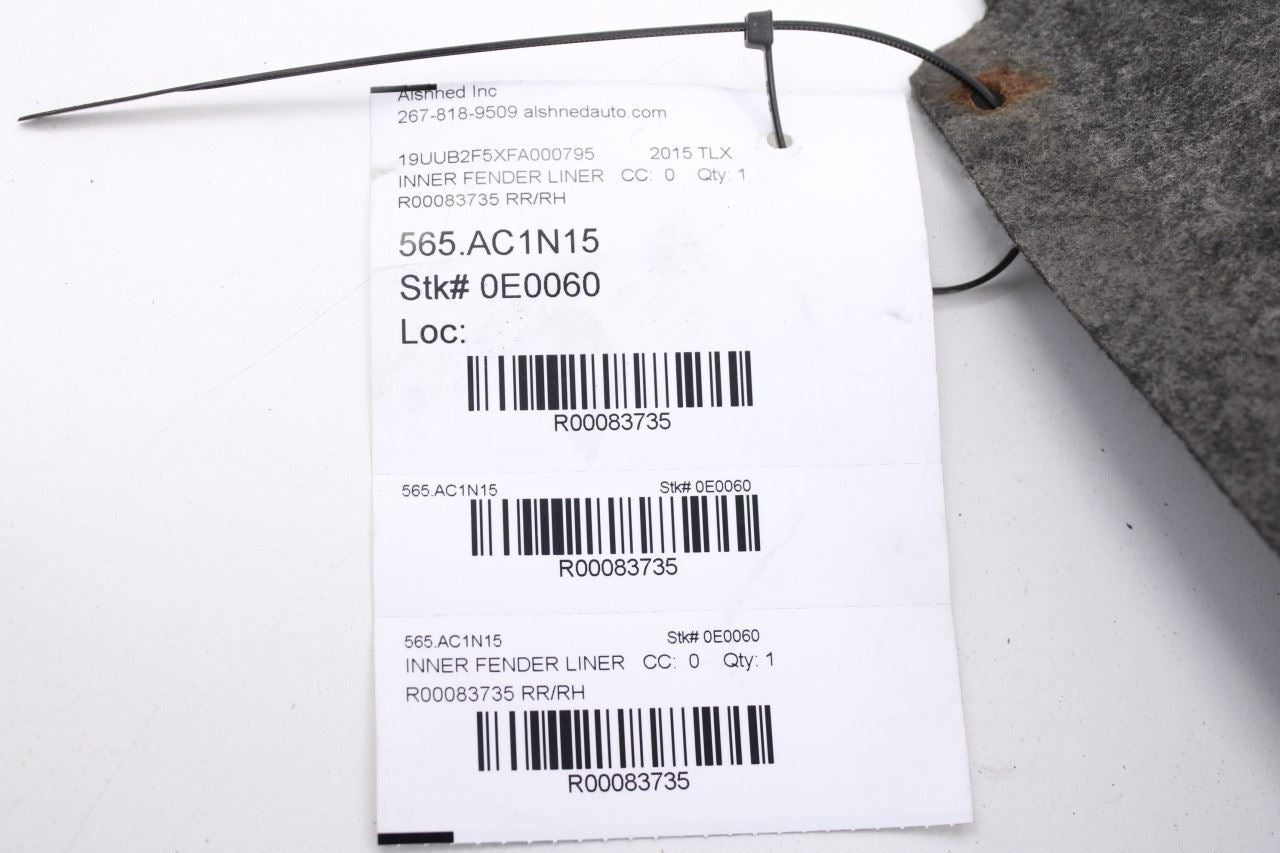 2015-17 Acura TLX Tech Rear Right Passenger Side Wheelhouse Liner Splash Shield9