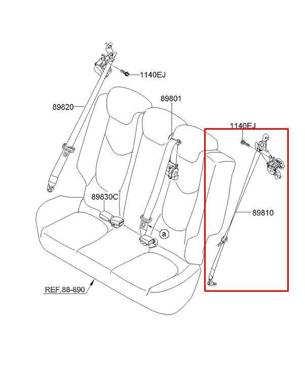 2009-11 Kia Soul+ GL Rear Left Side 2nd Row Seat Belt Retractor 89810-2K500 OEM1