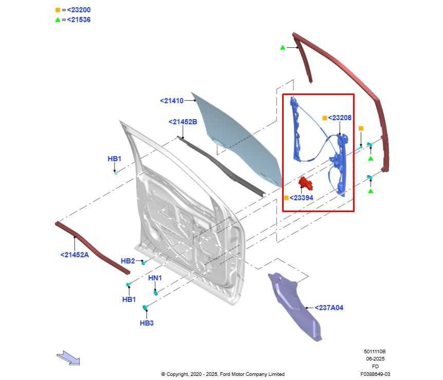 2021-26 Ford F150 XLT Supercrew Front Right Side Door Window Regulator w/ Motor1