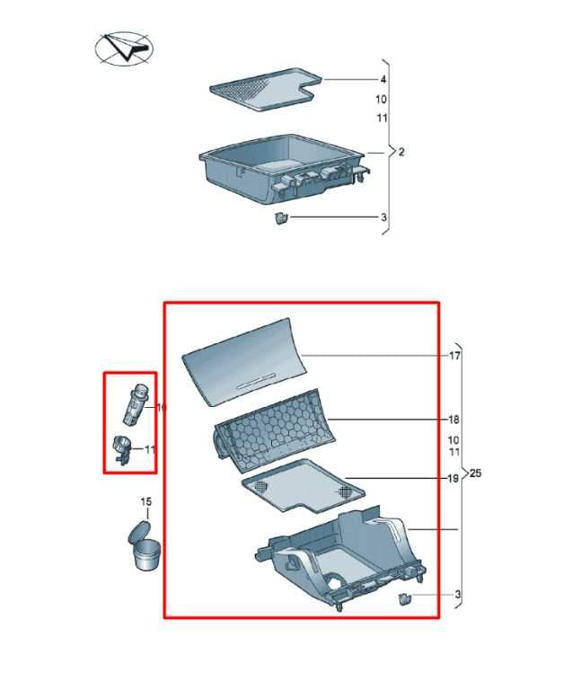 16-18 Volkswagen Passat SE 1.8L FWD Center Console Storage Tray w/ Power Outlets - Alshned Auto Parts