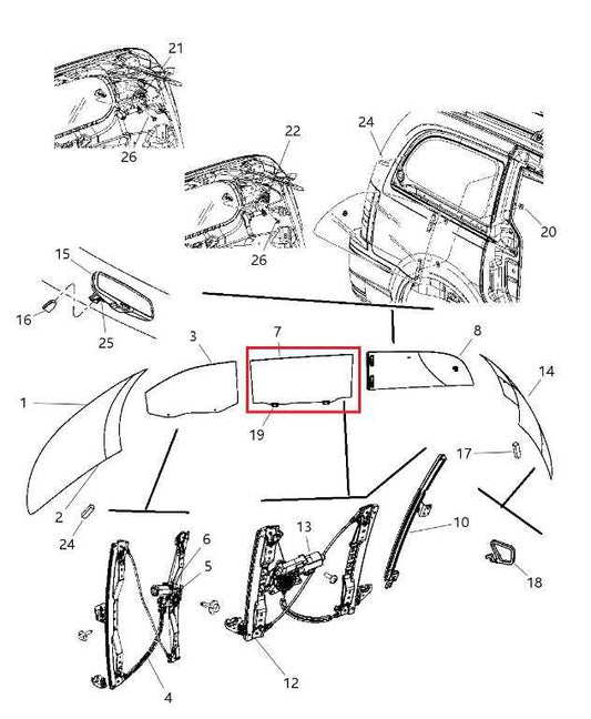 2008-2020 Dodge Grand Caravan GT Rear Right Door Window Movable Glass 5020650AB - Alshned Auto Parts