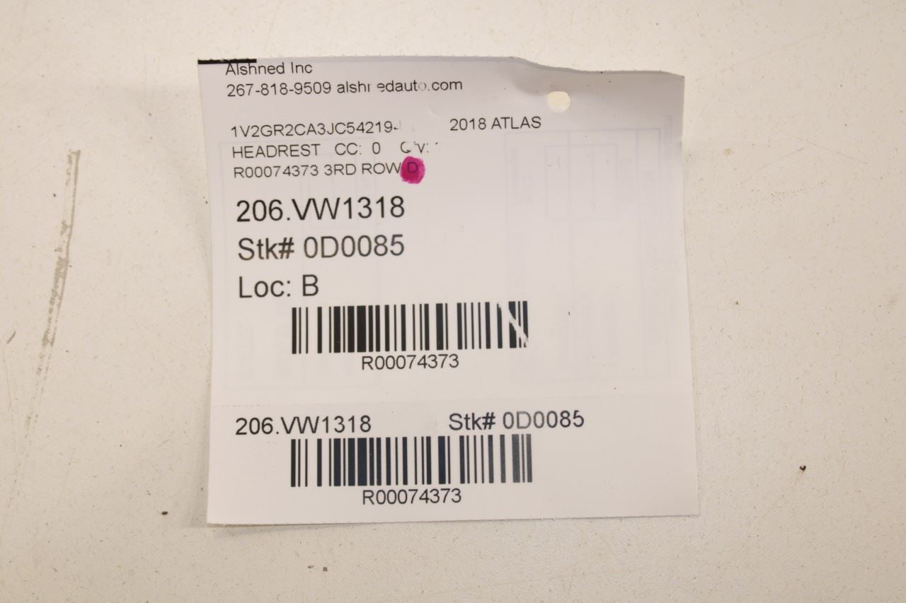 18-23 Volkswagen Atlas S 3.6L Rear Right and Left Side 3rd Row Seat Headrest Set - Alshned Auto Parts