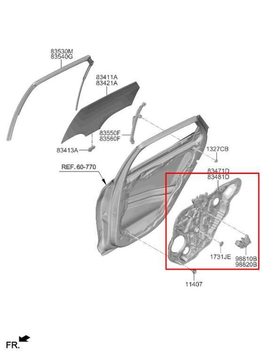 21-24 Kia K5 GT-Line Rear Left Door Window Regulator w/ Carrier and Motor *ReaD* - Alshned Auto Parts