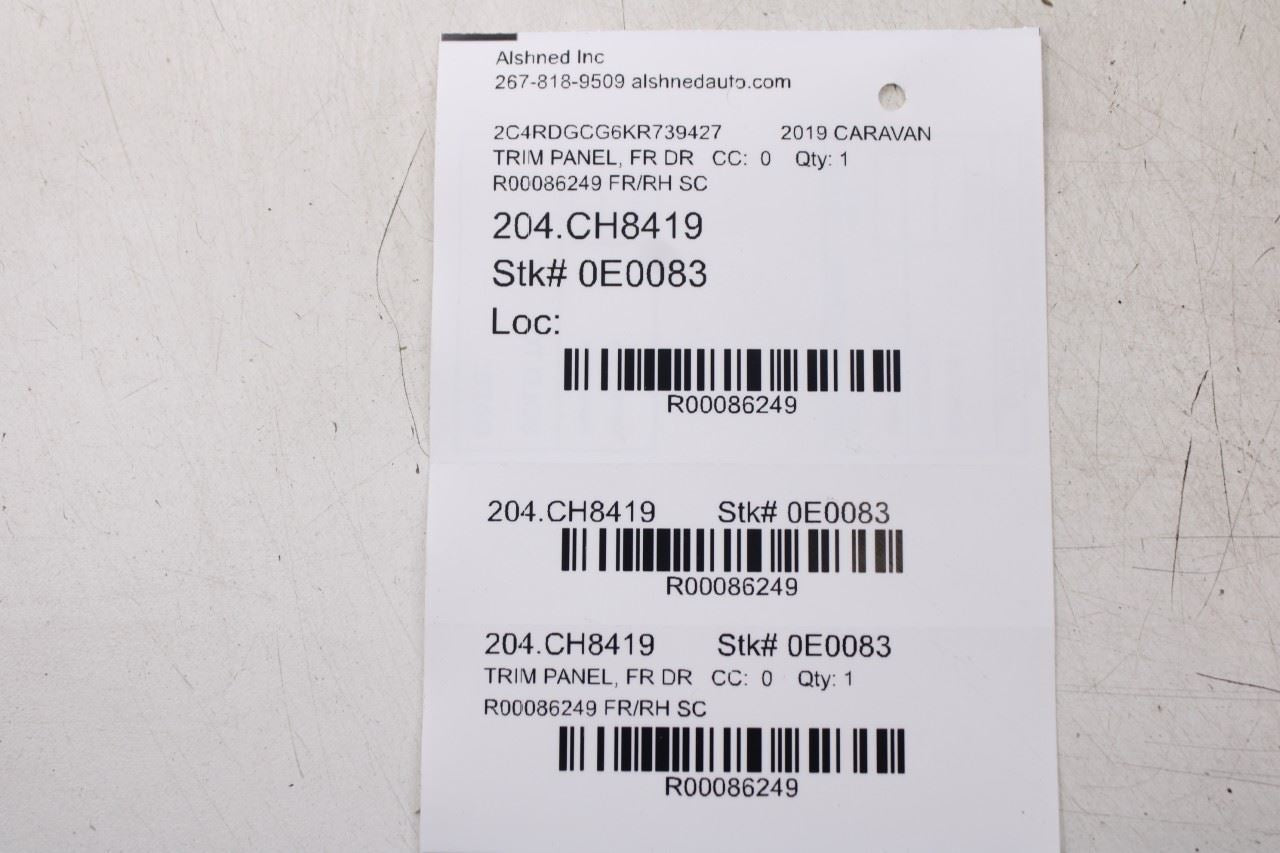 2014-2020 Dodge Grand Caravan SXT Front Right Side Door Trim Panel 5SS321D1AA16