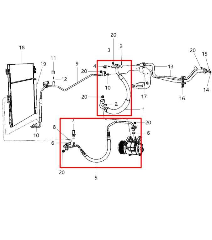 2011-22 Jeep Grand Cherokee 3.6L AC Conditioning Suction and Discharge Hose Set1