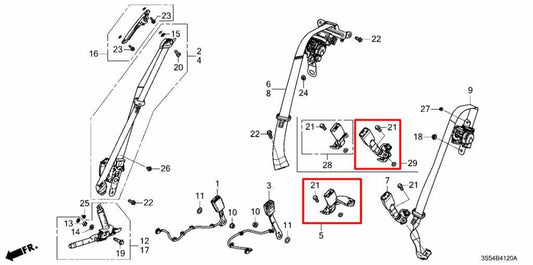 23-26 Acura Integra A-Spec Rear Right and Left Side 2nd Row Seat Belt Buckle Set - Alshned Auto Parts