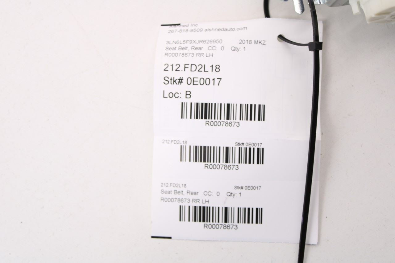 17-20 Lincoln MKZ Reserve 2.0L Rear Driver Left Side 2nd Row Seat Belt Retractor - Alshned Auto Parts