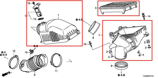16-18 Acura MDX w/ Technology Pkg 3.5L AWD Air Intake Cleaner w/ Mass Air Sensor - Alshned Auto Parts
