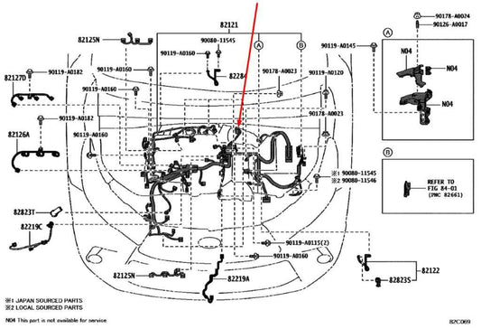 2017-2020 Toyota Sienna LE 3.5L Engine Wiring Harness 82121-08180 OEM - Alshned Auto Parts