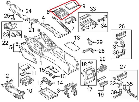 2012-2018 Audi A7 Front Center Console Accent Panel Ashtray Bin Cover 4G0863273A - Alshned Auto Parts